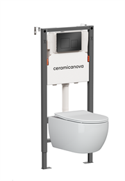 Комплект Подвесной унитаз PLAY Rimless + Система инсталляции Balance кнопка Square, черный матовый CN3001_121002MB