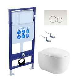 SET AQUATEK АЛЬТАИР-016 4в1 (рама AQUATEK Standard INS-0000012+крепеж KKI-0000002+клавиша KDI-0000016+унитаз АЛЬТАИР AQ1980-00 с тонким сиденьем soft-close) SET AQUATEK АЛЬТАИР cm-016 4в1