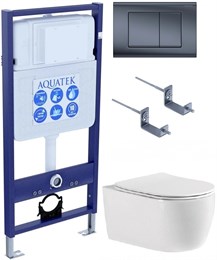 Set AQUATEK ЕВРОПА T-033 4в1 (рам INS-0000012 отдельностоящая + крепление KKI-0000002 + кнопкаKDI-0000033 +унитаз ЕВРОПА AQ1106T-00 с крышкой Set AQUATEK ЕВРОПА T-033 4в1