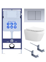 SET AQUATEK ЛЕЯ-011 4в1 (рама AQUATEK Standard INS-0000012+крепеж KKI-0000002+клавиша KDI-0000011+унитаз ЛЕЯ AQ1199-00 с тонким сиденьем soft-close) SET AQUATEK ЛЕЯ cm-011 4в1