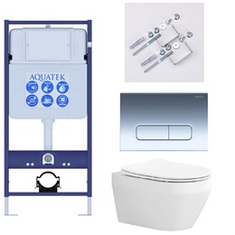 SET AQUATEK ЛЕЯ Т (рама AQUATEK Standard INS-0000012, клавиша KDI-0000016 ,KKI-0000002 крепёж+унитаз ЛЕЯ AQ1199T-00 с тонким сиденьем soft-close SET AQUATEK ЛЕЯ Т-016 4в1