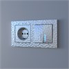 Выключатель двухклавишный проходной с подсветкой (Hammaer серебряный) W1222106 - фото 103171