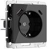 Розетка с заземлением, шторками и USB тип A+C (черный акрил) W1171748 - фото 87093